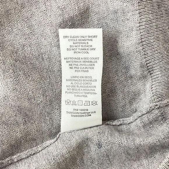 THAKOON Size XL NWT V-neck Sweater LH Light Heather Gray Lightweight Pullover - Picture 9 of 10